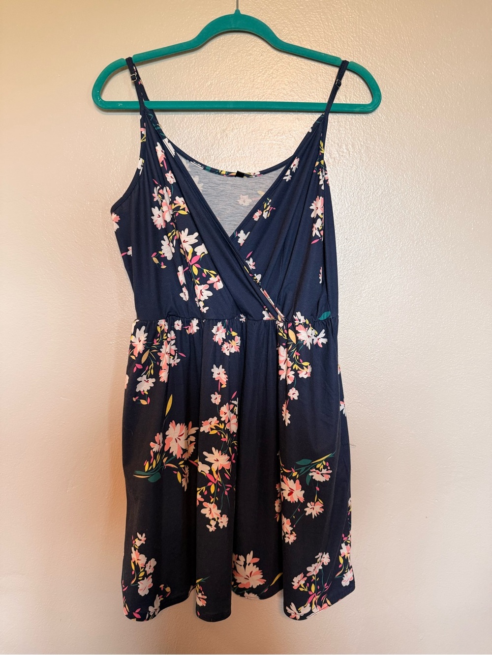 Amazon Navy Floral Mini Dress with Pink & Green Accents